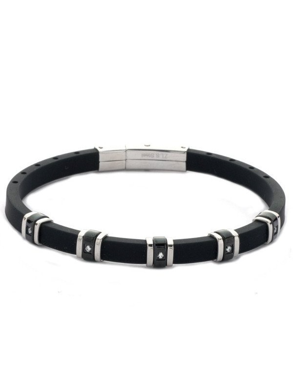  Bracciale Acciaio, Caucciu Uomo Boccadamo ABR110